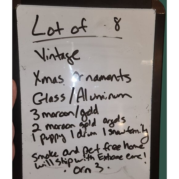 Vintage Lot Of 8 Xmas Ornaments Maroon & Gold Glass/Aluminum Angels & Puppy Figu - Picture 7 of 7